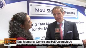#WATCH | Tata Memorial Centre and IAEA sign MoUs DD India Correspondent Shyama speaks to Director General of the International Atomic Energy Agency, Rafael Mariano Grossi. The IAEA's #RaiseOfHope initiative aims to provide radiotherapy care to countries with limited access, focusing on cancer treatment. The Director General emphasises India's role due to its dynamic economy and understanding of development challenges. #CancerCare #HealthInitiative #India #GlobalCollaboration | DD India