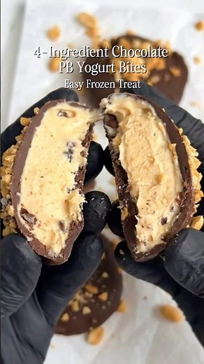 4-Ingredient Chocolate Peanut Butter Yogurt Bites | No Bake & Delicious #easyrecipe