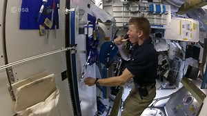 Tim Peake brushing his teeth in space