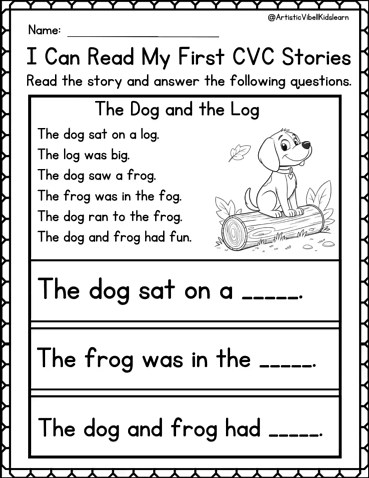 Phonics Worksheets My First CVC Sentences for Kindergarten and First Grade CVC Reading Stories Read and Draw Pages - Etsy