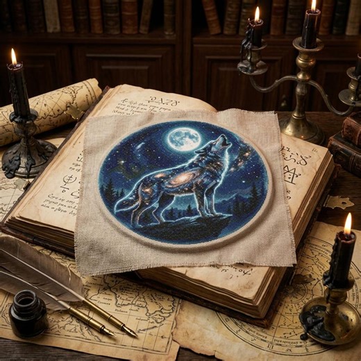 Celestial Wolf Cross Stitch Pattern PDF, Galaxy Howling Wolf Embroidery Chart, Full Moon Night Sky Needlepoint, Mystical Stardust Animal DIY - Etsy