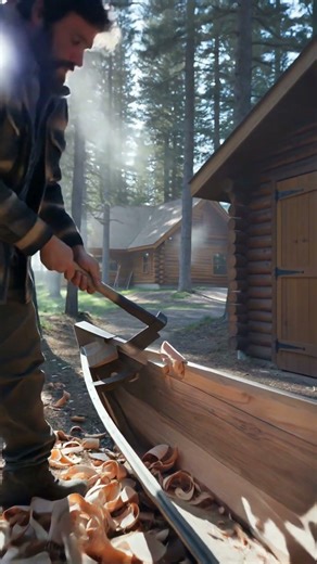 🔨 Building a Wooden Boat in the Wild with Only Hand Tools #shortsfeed #shorts #shortsvideo #fyp