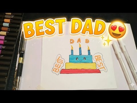 (Kid-Friendly): Easy Cake Drawing for Dad 😍 | Step-by-Step Father's Day Craft