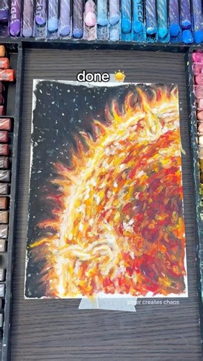 Drawing the sun with oil pastels ☀️ #oilpastel #artprocess #sun #spaceart #coloring