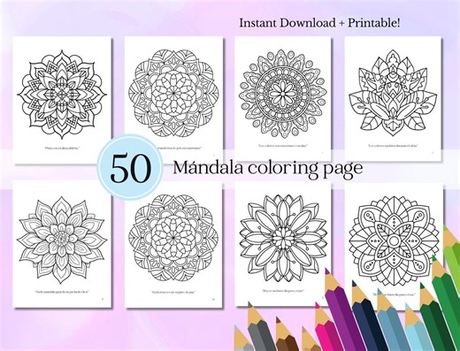50 Páginas con mandalas para colorear / 50 Pages of Mandalas to Color PDF - Etsy España