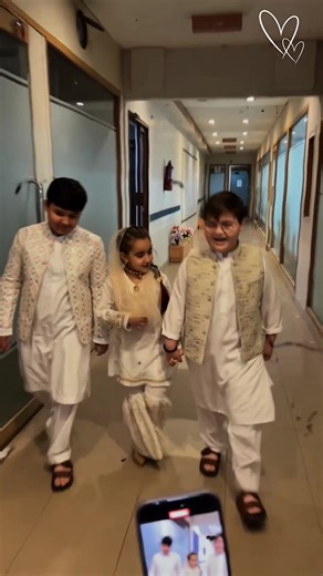 Two brothers… one little princess 👑🤍 @Peer Ahmad Shah & Abu Bakar Shah walking with Tashu (Zartasha Kashif) behind the beautiful set of Shan-e-Ramzan 🌙✨ #Tashu #ZartashaKashif #AhmedShah #ShaneRamzan #SiblingLove