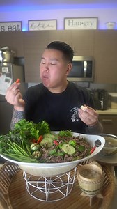 Lao Beef Salad Laab Seen with Beef Innard Soup and Piping Hot Glutinous Sticky Rice. Laab Salad not only a Staple in a Lao Household. But it is a National Dish in Laos. This Style of Laab is made in Northern Thailand Issan, and is made within the Hmong, Khmer and Iu Mien Culture as well. Fall is here and I wanted to make Home Cooked Meals that brings back Childhood Vibes. Comforting Meals. Full Recipe and Step by Step Tutorial on My YouTube Channel. | mrintharriss