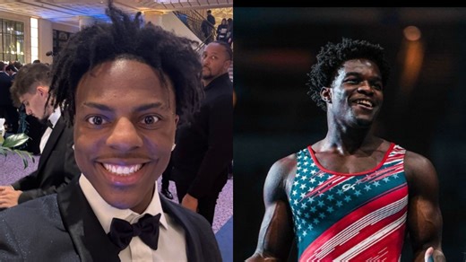 IShowSpeed effortlessly completes 6-foot jump in front of Olympic gymnast Frederick Richard