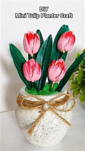 DIY Mini Tulip Planter Craft #diyart #diycrafts #wowart #reuse #shortsvideo #tranding#diy #walldecor