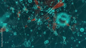 Abstract digital connection moving dots and lines. Technology background. Network connection structure. Plexus effect. 3d Seamless loop. 4K