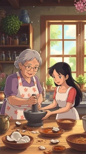 Grandmother & Woman Sharing a Peaceful Breakfast | Ghibli Style Animation 🌸 #DreamScreenAI
