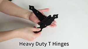 TDCHINGES Heavy Duty T-Strap Door Hinge Shed Storage Gate Barns Tee Hinges Matte Black Finish (6 Pack, 6Inch, 2mm) TH008