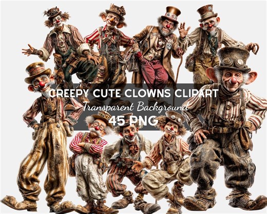 Strange Clowns Clipart : 45 PNG Art (digital Download, Piece PNG Files) - Etsy Australia