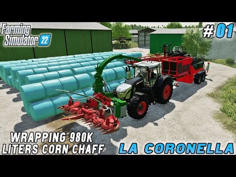Wrapping 938,000 liters of corn chaff into bales | La Coronella Farm | Farming simulator 22 | ep #01