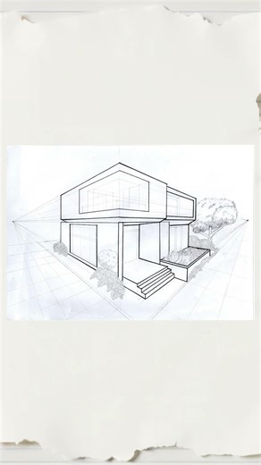 House in 2 point perspective. #art #drawing