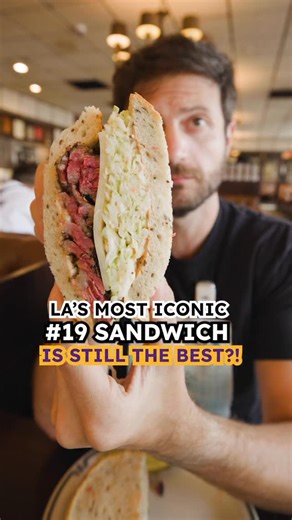 just a perfect sandwich! #pastrami #sandwich #lafood #brunchboys I'm at @langersdeli in Los Angeles eating their iconic number 19 pastrami on rye sandwich, along with their latkes | Jeremy Jacobowitz