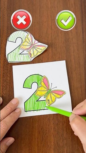 Color and cut out the number 2 with a butterfly ❤️‍🔥🥳#art #drawing #satisfying