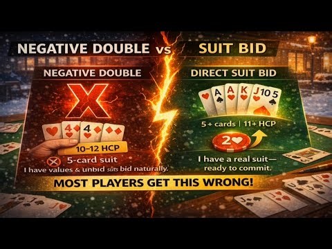 Bridge Game Learning (89) - The Negative Double in Action: Finding the Major Fit #biddingstrategy