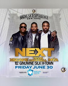 6.4K views · 1.7K reactions | The Ultimate R&B Music Festival is Finally Here in Brooklyn, NY on June 30th! Don't miss your chance to enjoy a soulful night with Xscape, Ginuwine, Tevin Campbell, Next, Mya, H-Town, 112, and Silk at The R&B Music Experience New York Edition in Barclays Center. Purchase your tickets now from Ticketmaster and make unforgettable memories! ❤️ https://globaleventsproduction.com/brooklyn/ | Global Events Production | Facebook