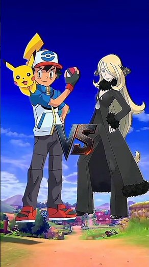 Ash vs Cynthia ⚡🔥 | Ash’s Pikachu vs Cynthia’s Garchomp | Epic Pokémon Battle #Pokemon #viral #short