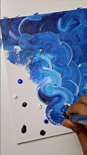 Easy Canvas Painting Ideas 🐟🫧🩵 Abstract Painting #shorts #art