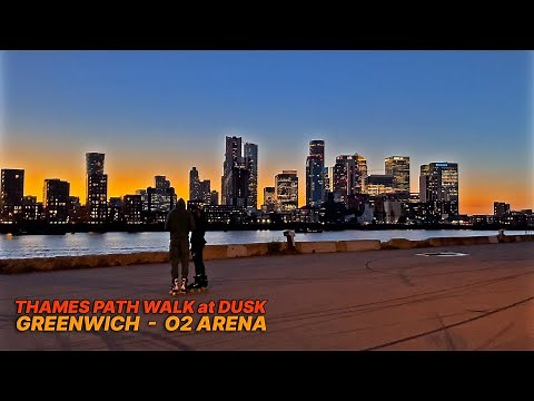 Walk down the Thames Path at sunset from the Cutty Sark and Old Royal College Greenwich to the O2