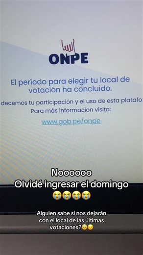 Votaciones Perú Alguien sabe si nos dejarán el local de las últimas votaciones a los que no elegimos local o ya fue y nos tocará lo que haya? 😩😣😭 #lima #peru #votaciones #fyp #parati
