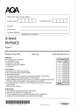 2025 AQA A Level Physics Paper 1 7408 1