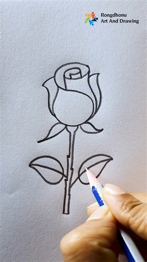 Simple Rose Drawing From Letter 'S' #rongdhonuartanddrawing #drawing | Rongdhonu Art and Drawing
