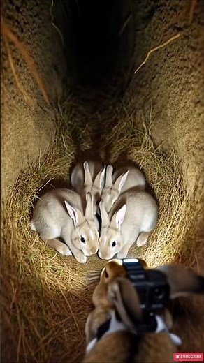 Rabbit POV Entering a Hidden Burrow Full of Baby Rabbits
