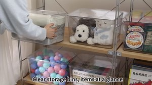 Clear plastic storage bins with LIDS-4packs,storage containers for snacks, cosmetics, books, dog food, Storage Organizer for Nursery，Kitchen, Living room,Bedroom, Bathroom, Office