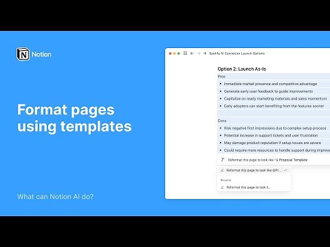 Notion AI: Format pages using templates