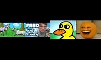 Mix of 4 videos from youtube : Fred Figglehorn, Charlie the Unicorn, The Duck Song, The Annoying Orange