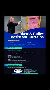 3.8K views · 82 reactions | Custom bullet and blast resistant curtains and drapes now available at @the_ranch_texas Each set of our protective curtains, drapes, or Roman shades is custom manufactured in Texas according to your specific needs and to seamlessly integrate into your existing interior design. FEMA NSGP Grant eligible for houses of worship and other nonprofits. Distributors wanted in select markets. | Armor Upfitters | Facebook