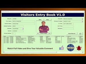 Visitors EntryBook in Excel VBA