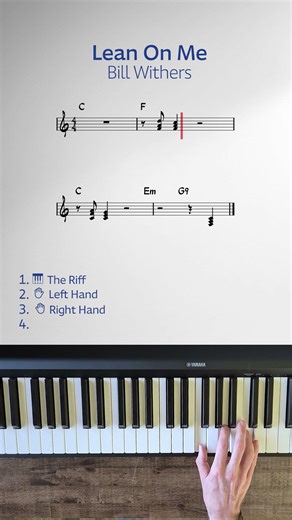 LEAN ON ME - Bill Withers - Piano Riff