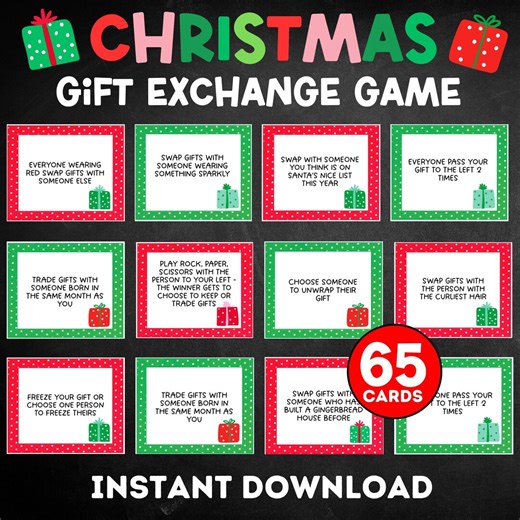 Christmas Gift Exchange Game, Printable Christmas Game, Easy Christmas Game for Kids and Adults, White Elephant Gift Exchange Cards - Etsy