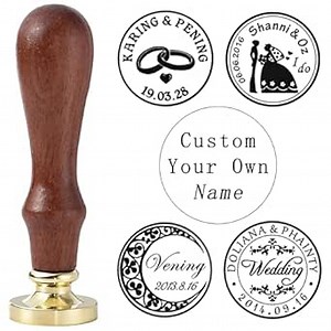 Custom Wax Seal Stamp - Personalized Wax Stamp with Date for Wedding Invitations, Anniversaries, Gift Wrapping. Includes Wax Seal Handle