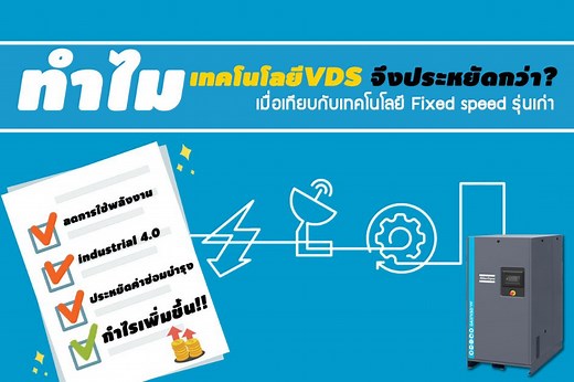 ปั๊มลม VSD จึงประหยัดพลังงานมากกว่า Fixed Speed  - Atlas Copco