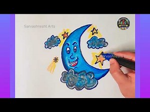 How to draw a crescent moon|moon drawing very easy| Step by step moon drawing