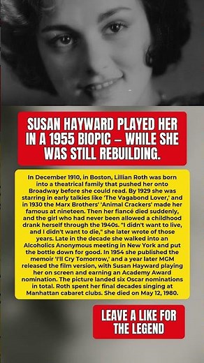 Hollywood Made a Biopic of Lillian Roth While She Was Still Rebuilding #LillianRoth