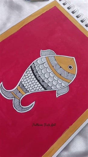 Pattern Fish Art | Simple Folk Style Drawing 🐟 #shorts #drawingideas #relatable #relaxing #asmr #pen