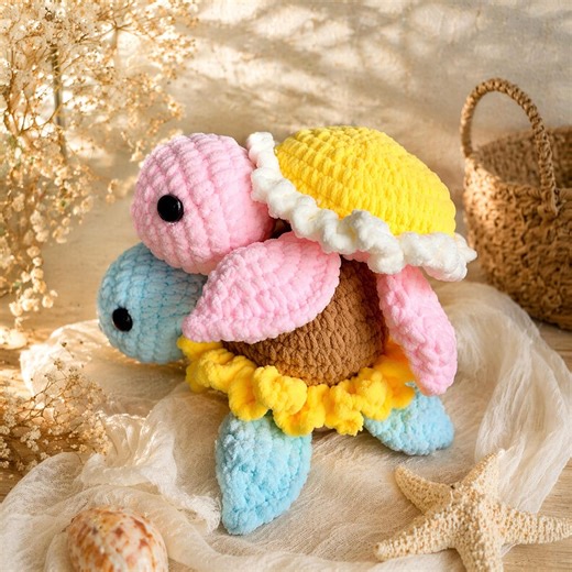 Crochet Turtle Pattern, Amigurumi Turtle Plush PDF, Cute Sea Animal Crochet, Flower Shell Turtle Toy, DIY Handmade Gift, Instant Download - Etsy