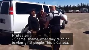 20K views · 45 reactions | Two protesters laid on the ground as members of the RCMP attempted to take them into custody for protesting at the entrance of the Muskrat Falls site. www.cbc.ca/1.3632162 | CBC Newfoundland and Labrador | Facebook