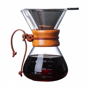 [Hot Item] Reusable Stainless Steel Permanent Filter Pour Over Coffee Machine with Borosilicate Glass