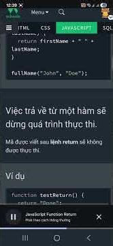 Hàm JavaScript trả về | nội dung dịch và đọc tự động từ W3School