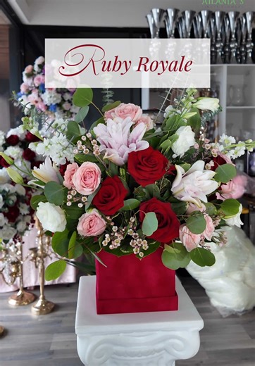 A romantic mix of red and blush pink roses designed in a bold red cube box ❤️ “Ruby Royale” is great for love and romance occasions 💐❤️ #fyp #roses #florist #pinkroses #valentinesdaygift