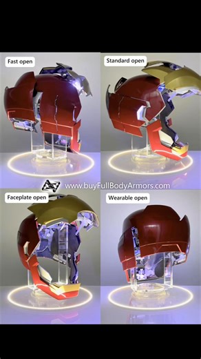 The most sophisticated Iron Man helmet. 4 modes. Shining on its stand. Worldwide shipping. Duty FREE. Buy link https://checkout.buyfullbodyarmors.com/wearable-iron-man-helmet-mark-46-xlvi-advanced-version-2025 #marvel #ironman #ironmanhelmet #halloween #giveaway #gift | Full Body Armors - Replica Costume Shop