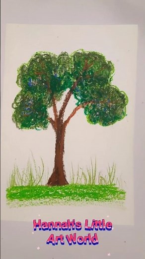 🎨 Step-by-Step Tree Art Using Oil Pastels 🌿