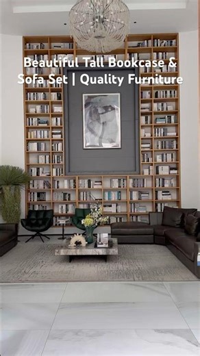 Perfect Living Room Combo: Tall Bookcase & Cozy Sofa #TallBookcase #HighBookcase #Sofa